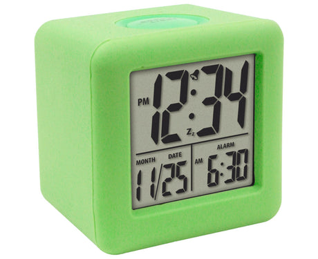 Digital Clock Shock-proof Snooze Function Silicon Cover Electrical LED Clock Household Supplies - Green