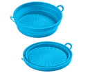Air Fryers Bakeware Foldable Silicone Grill Pan -Blue 7.5inch