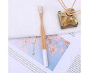 5Pcs Round Bamboo Handle Home Travel Adult Soft Bristles Dental Care Toothbrush-White
