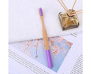 5Pcs Round Bamboo Handle Home Travel Adult Soft Bristles Dental Care Toothbrush-White