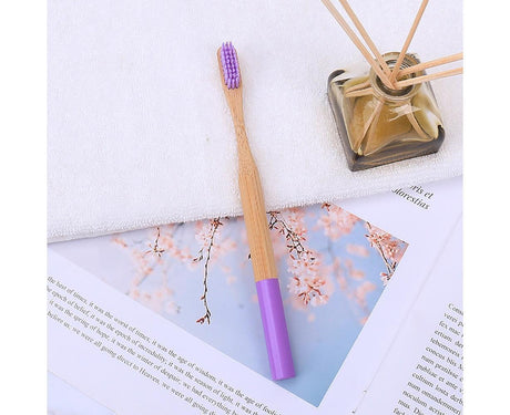 5Pcs Round Bamboo Handle Home Travel Adult Soft Bristles Dental Care Toothbrush-White