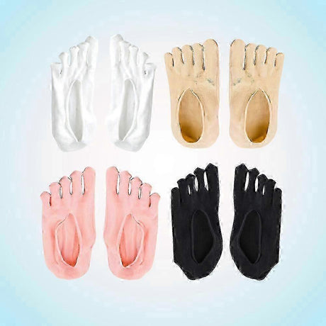 4 Pairs Women Toe Socks, Separated Yoga Pilates Grip Socks, 5-Toe Design