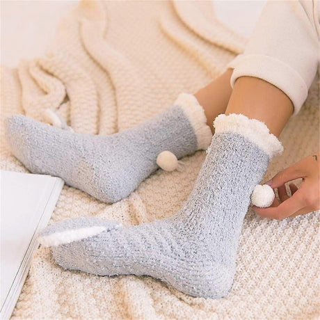 Thick Plush Coral Velvet Fluffy Sleeping Socks for Winter Home Wear - Women