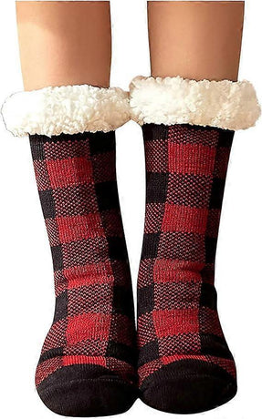 Women's Non-Slip Fluffy House Socks Thick Knitted Bed Socks Winter Warm Plush Socks