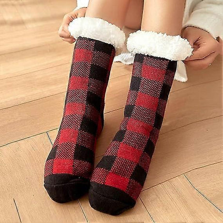 Women's Non-Slip Fluffy House Socks Thick Knitted Bed Socks Winter Warm Plush Socks