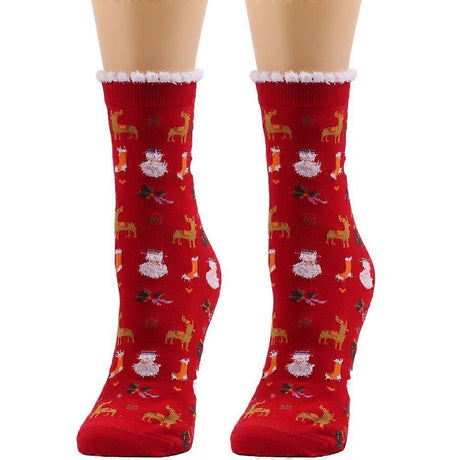 Christmas Socks for Women Wool Mid-Calf Socks Autumn Winter Holiday Warm Socks
