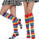 Rainbow Long Tube Socks Colorful Striped High Knee Socks for Women