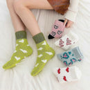 5 Pairs Fluffy Coral Fleece Socks Women's Slipper Socks Love Pattern
