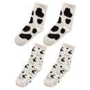 2 Pairs Winter Fuzzy Animal Socks Cute Comfy Warm Casual House Socks