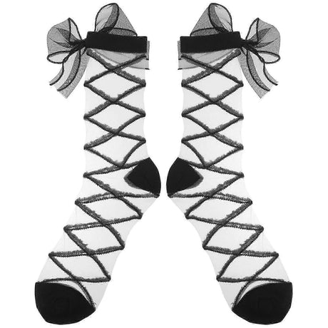 1 Pair Women's Mesh Bow Socks Net Cute Dress Ankle Socks with Bowknot