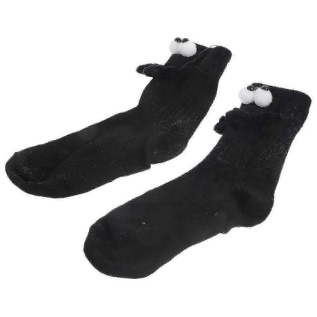 1 Pair Cotton Sports Socks Middle-Calf Hand Holding Pattern Crew Socks