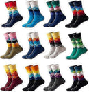 12 Pairs Mens Rhombus Basketball Socks Gradient Pattern Sports Crew Socks