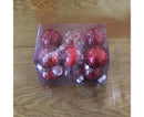 12Pcs/Box 6cm Christmas Ball Multi-Glitter Powder Hanging-Red
