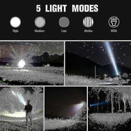 P70 High Power Flashlight Portable Outdoor Torch Rechargeable LED Light