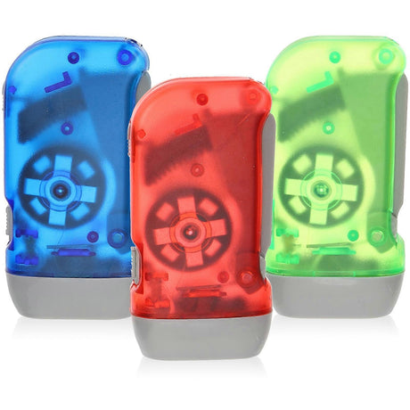 3pcs Hand Crank Flashlights Small 3-LED Emergency Colorful Portable Flashlights