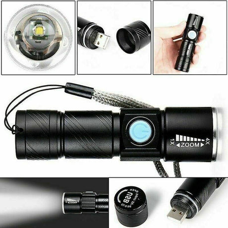 Rechargeable Aluminum LED Scuba Flashlight Waterproof Torch for Hiking & Diving