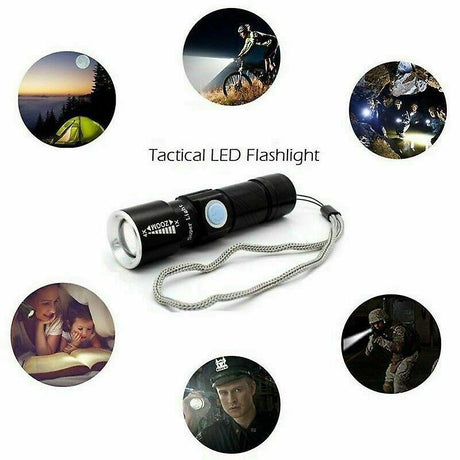 Rechargeable Aluminum LED Scuba Flashlight Waterproof Torch for Hiking & Diving