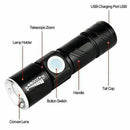 Rechargeable Aluminum LED Scuba Flashlight Waterproof Torch for Hiking & Diving