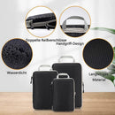3pcs Compression Packing Cubes Suitcase Organiser Luggage Storage Bags - Black