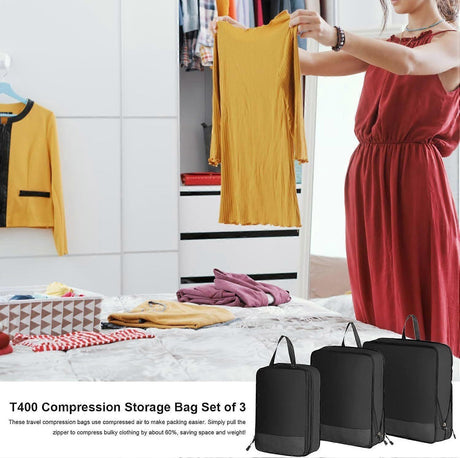 3pcs Compression Packing Cubes Expandable Luggage Organizers for Travel