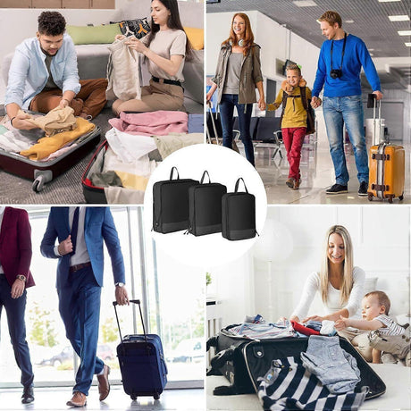3pcs Compression Packing Cubes Expandable Luggage Organizers for Travel