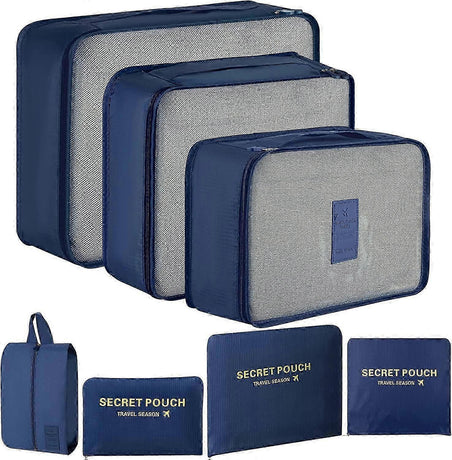 7pcs Packing Cubes for Suitcase Light Blue Compression Travel Organiser Set