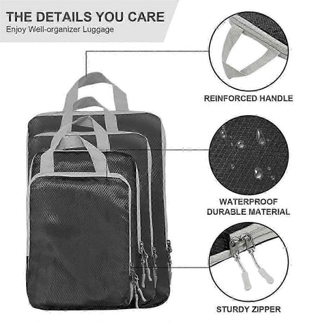 4pcs Ultralight Compression Packing Cubes for Carry-On Suitcase Travel Bags