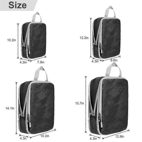 4pcs Ultralight Compression Packing Cubes for Carry-On Suitcase Travel Bags