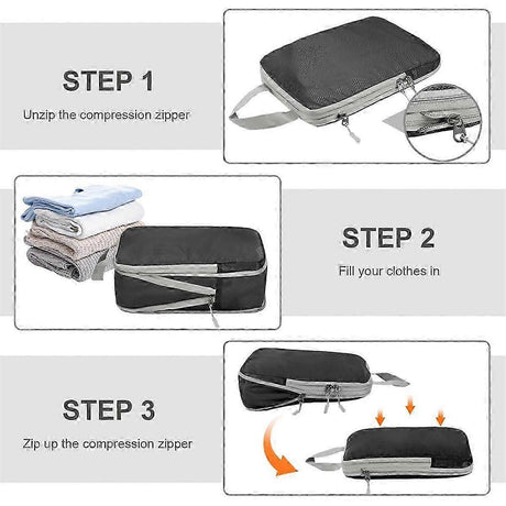 4pcs Ultralight Compression Packing Cubes for Carry-On Suitcase Travel Bags