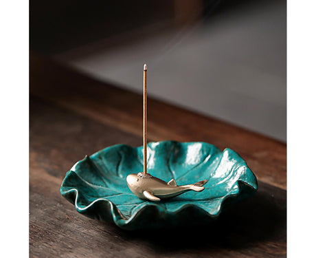 Incense Burner Handmade Decorative Ceramic Lotus Holder-I