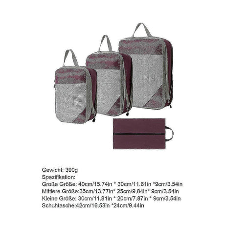 4pcs Extensible Compression Packing Cubes Suitcase Organizer for Travel