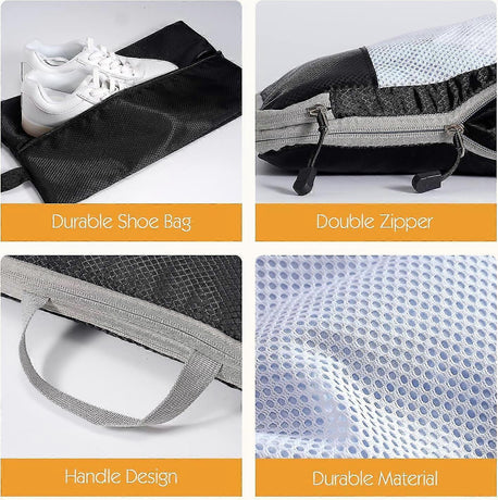 Compression Packing Cubes for Suitcase Extensible Organiser Set - Black