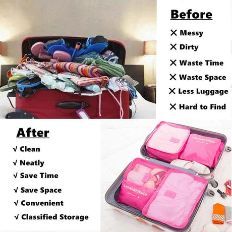 6pcs Travel Packing Cubes for Luggage Organization & Storage