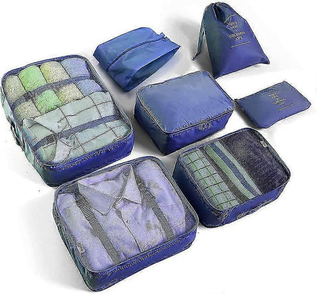 7pcs Clothes Packing Cubes Bag Set for Suitcase Storage and Organization