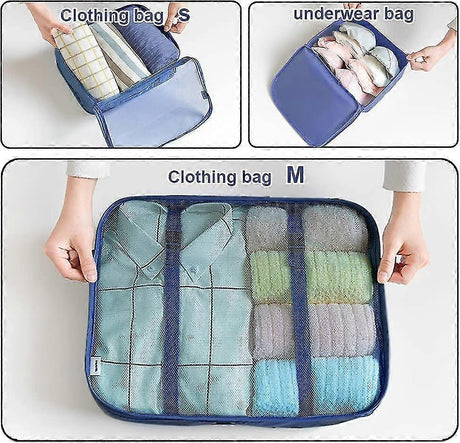 7pcs Clothes Packing Cubes Bag Set for Suitcase Storage and Organization