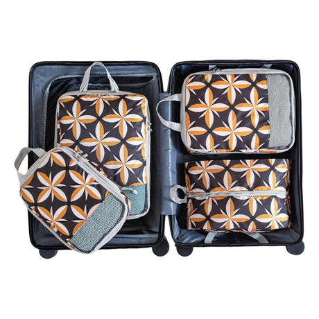 4pcs Travel & Home Packing Cubes with Printed Design for Easy Organization