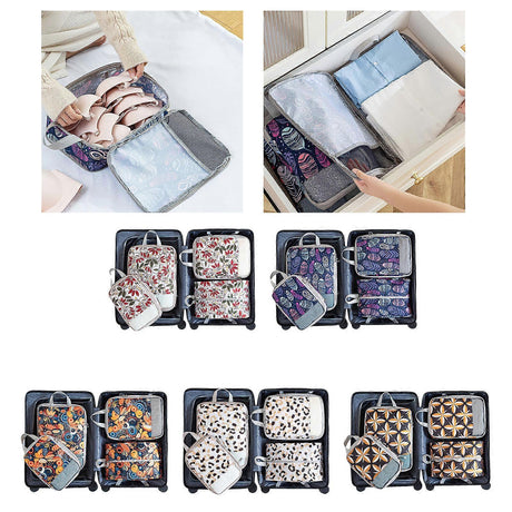 4pcs Travel & Home Packing Cubes with Printed Design for Easy Organization