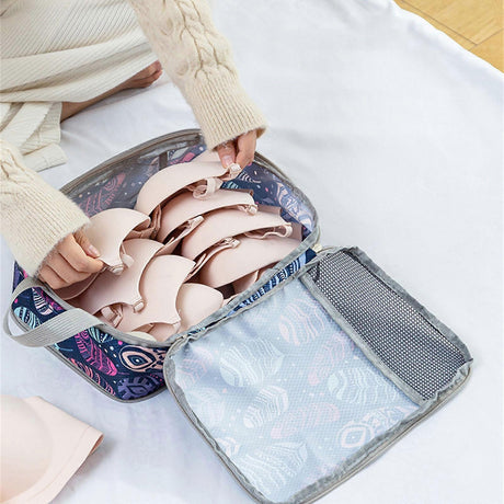 4pcs Travel & Home Packing Cubes with Printed Design for Easy Organization