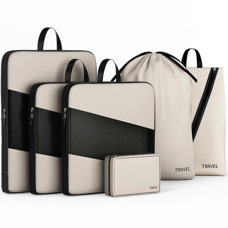 6pcs Compression Packing Cubes Set for Travel Organization
