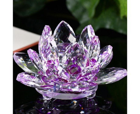 Artificial Crystal Lotus Buddhism Ornament Feng Shui Home Decor Collection Gift-Pink
