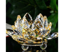 Artificial Crystal Lotus Buddhism Ornament Feng Shui Home Decor Collection Gift-Pink
