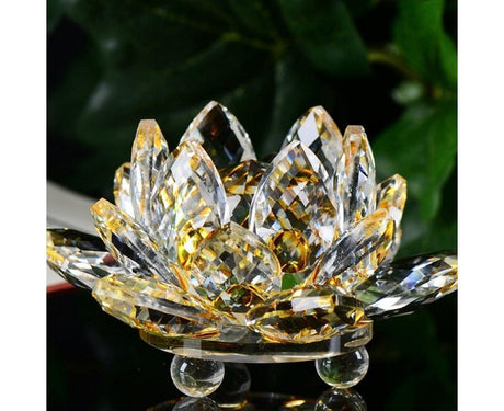 Artificial Crystal Lotus Buddhism Ornament Feng Shui Home Decor Collection Gift-Pink