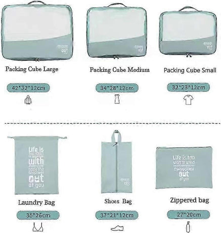 6pcs Packing Cubes for Suitcases Travel Luggage Organizer Bags - Blue