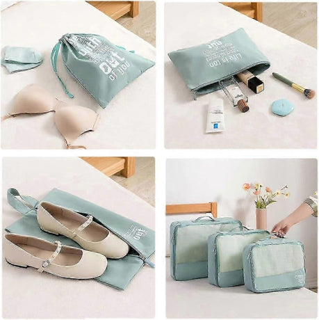 6pcs Packing Cubes for Suitcases Travel Luggage Organizer Bags - Blue