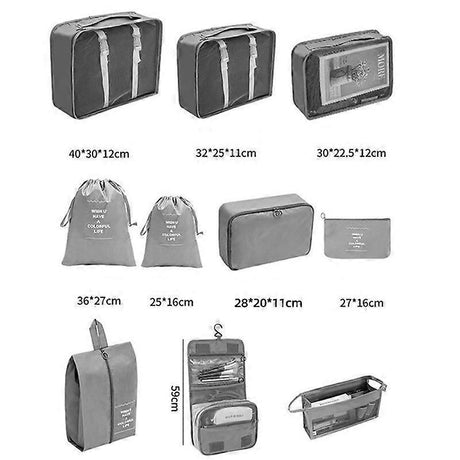 9pcs Packing Cubes Luggage Organizer Set for Travel Accessories Storage