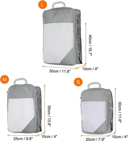 3pcs Compression Packing Cubes Lightweight Suitcase Luggage Organizers