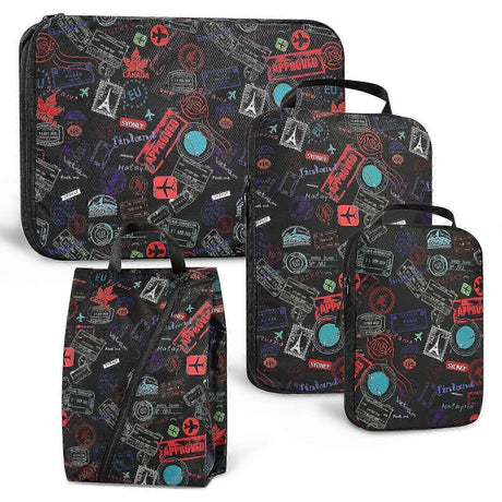 Compression Packing Cubes with Shoe Bag Foldable Luggage Storage Organizer