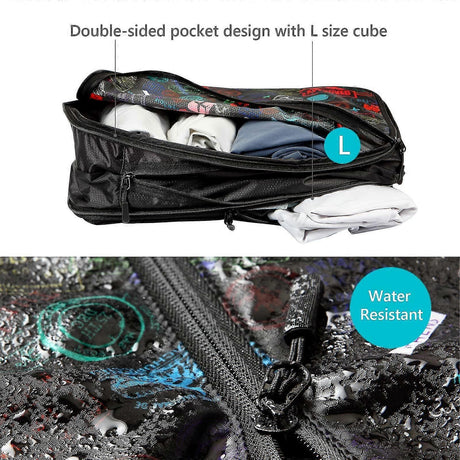 Compression Packing Cubes with Shoe Bag Foldable Luggage Storage Organizer