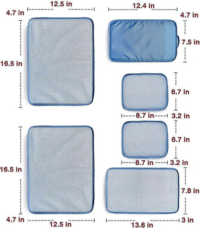 6pcs Packing Cubes with Shoe Bag Travel Organizer Set - Seablue