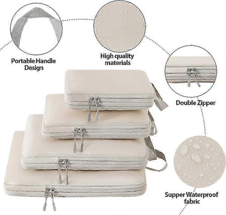 6pcs Packing Cubes Set Compression Bags & Organizers for Travel Suitcases